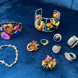 Jewelry Lot Bracelets Rings Funky 80s 90s Jewelry Colorful Cuff Bracelets
